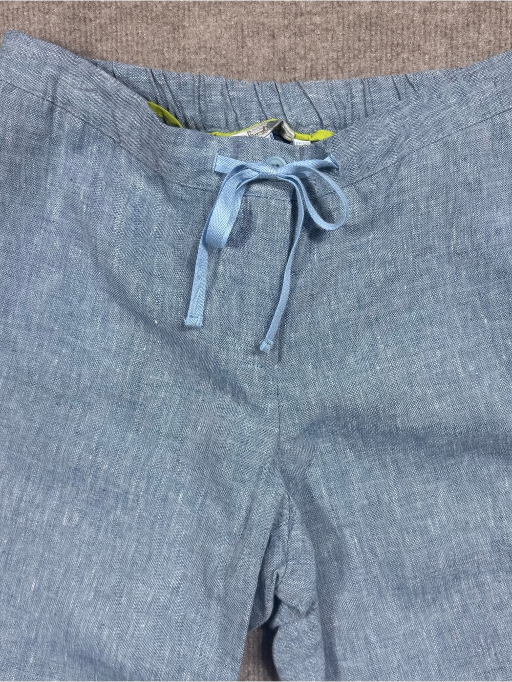 Boden 100% Linen Drawstring Pants Women's Size 12R Blue Straight Leg Flat Front - Picture 3 of 10
